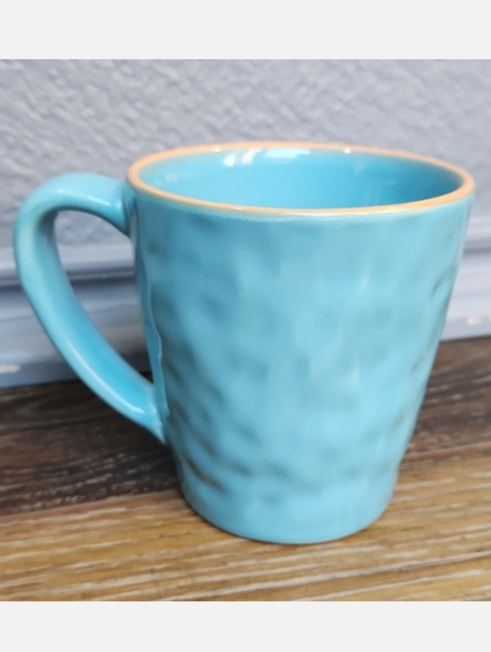 Starbucks 2007 Hammered Blue Orange Tan Coffee Tea Mug Cup
